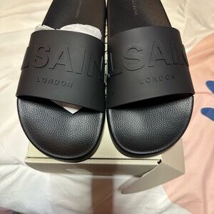 All Saints Black Minimalist Slide Sandals